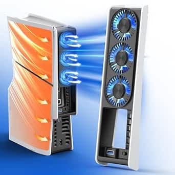 مروحة تبريد لجهاز العاب الفيديو بلاي ستيشن 5 سليم من هويجوتشين تشغيل وايقاف تلقائي ملحقات مبرد رفيعة لـ PS5 مع مراوح بسرعتين ومنفذ USB 3.0 لبلاي ديجيتال واصدار ديسكس، 3 دبوس