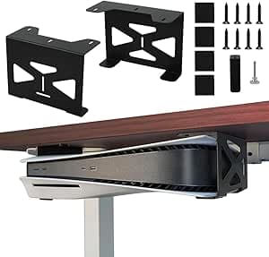 حامل تحت المكتب من زوربيس لجهاز بلاي ستيشن 5/بلاي ستيشن 5 سليم/برو، حامل ستيلث متوافق مع قرص بلاي ستيشن 5 ووحدة تحكم الاصدار الرقمي، موفر للمساحة