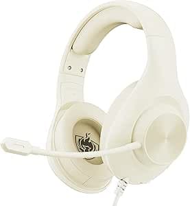 سماعة رأس سلكية مع صوت محيطي 7.1 للألعاب من واي او تي ام اس، سماعات فوق الأذن للألعاب مع أغطية أذن مرنة ميموري فوم بخاصية إلغاء الضوضاء وميكروفون، للكمبيوتر وبلاي ستيشن 5 و4 واكس بوكس X/S، لون أبيض