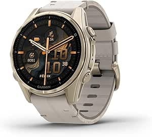 جارمين فينكس 8-43 ملم اموليد من الستانلس ستيل بلون ذهبي ياقوتي ناعم مع سوار الجلد رمادي ضبابي وسوار السيليكون وحجر رملي داكن