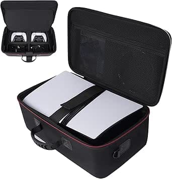 Diocall Hard Carrying Case Compatible with PS5 PRO 2024, Protective Travel Bag for PlayStation 5 Pro Disc or Digital Edition Console, DualSense Controllers, Vertical Stand and Accessories