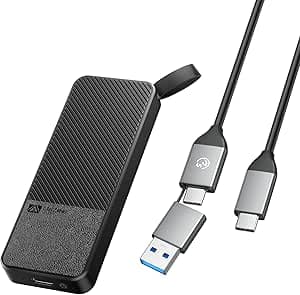 وسيط تخزين SSD محمول من سان زانج ماستر 2 تيرا، USB 3.2 الجيل الثاني، مع كيبل USB-C، قراءة 560 ميجابايت/ثانية، كتابة 520 ميجابايت/ثانية، تخزين موثوق للابتوب والهواتف الذكية USB-C والمزيد، اسود
