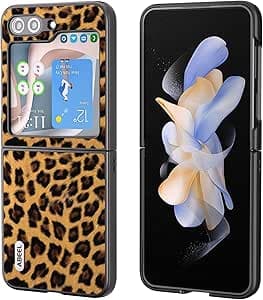 Case Compatible with Samsung Galaxy Z Flip 3 5G, Leopard Spots Slim Thin Hard PC Shock Absorption Full Protective Rugged Case For(Deep yellow)