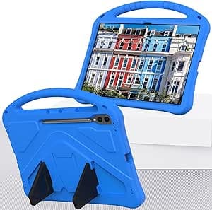 Lightweight Shockproof Kids Friendly Cover For Samsung Galaxy Tab S9 Ultra 14.6 Inch 2023 (SM-X910/X916B/X918U),with Handle Stand Thickned Cornor Impact Protection Tablet(BLUE)
