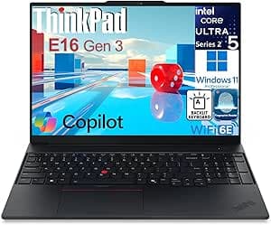 لينوفو لابتوب اعمال ثينك باد E16 الجيل 3 بشاشة 16 انش FHD+ ومعالج انتل الترا 5 14 نواة 225H وRAM DDR5 16GB وSSD PCIe 512GB وواي فاي 6E وبلوتوث 5.3 وكيبورد باضاءة خلفية وقارئ بصمات وويندوز 11 برو