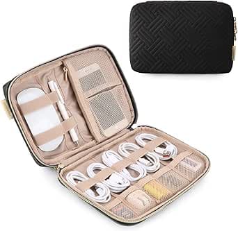 حقيبة صغيرة منظمة للكابلات الكهربائية أثناء السفر من باجسمارت مناسبة لأقراص التخزين الصلبة، والكابلات، والشواحن، والهاتف المحمول، وكبلات USB، وبطاقة الذاكرة إس دي