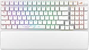 اسس كيبورد العاب لاسلكي روج ستريكس سكوب II 96، اتصال ثلاثي الاوضاع، فوم مخمد ووسادات مخمدة، مفاتيح روج ان اكس سنو قابلة للتبديل السريع، اغطية مفاتيح ABS مطلية بالاشعة فوق البنفسجية، RGB-ابيض