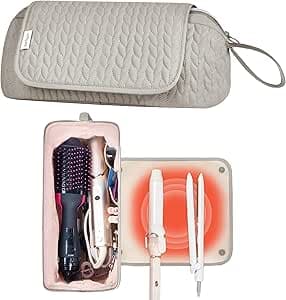 شنطة سفر لادوات الشعر من كارسيون مقاومة للحرارة ومكواة تجعيد الشعر ومجفف الشعر واكسسوارات العناية بالشعر ومستلزمات السفر للنساء 2 في 1 حقائب منظمة (جملي)